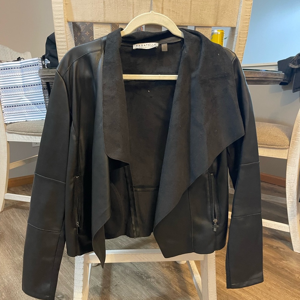 Black leather suede flowy jacket